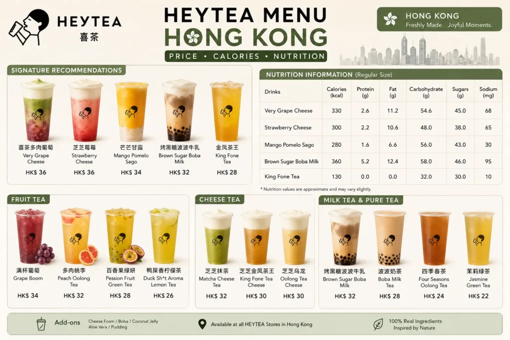 HEYTEA Menu Price in Hong Kong