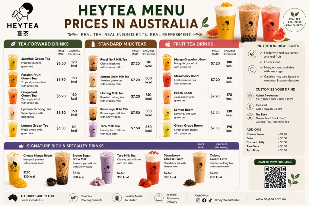 HEYTEA Menu Prices in Australia