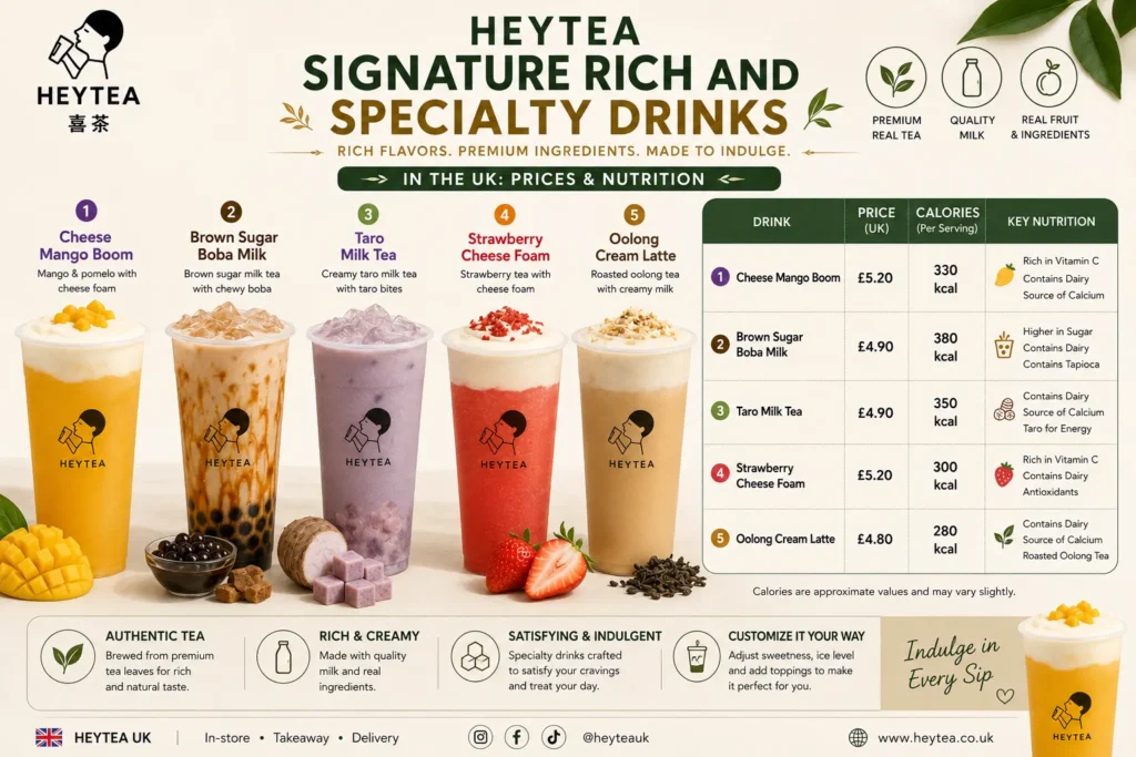 Signature rich and specialty drinks